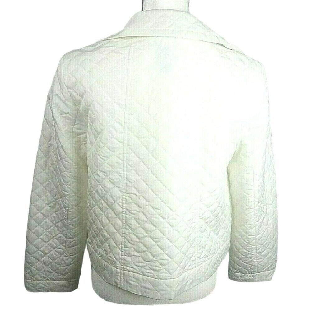 🌼RQT Quilted Jacket Size Small Lightweight Outdoors Off White Silver Buttons - Picture 3 of 9